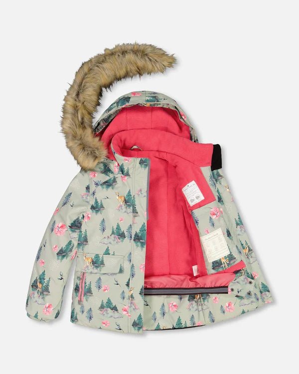 Deux Par Deux - Two Piece Snowsuit Candy Pink Printed Deer/Habit de neige 2-pièces imprimé cerfs et rose bonbon