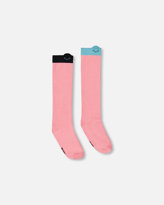 Deux Par Deux - Unicorn Knee Socks Pink/Chaussettes hautes licorne roses