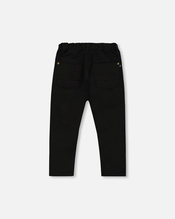 Deux par Deux - Stretch Twill Pants Black/Pantalon en sergé extensible noir