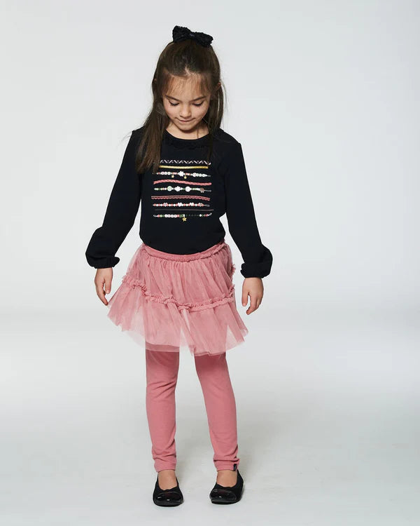 Deux Par Deux - Leggings With Tulle Skirt Pink/Legging avec jupe en tulle rose