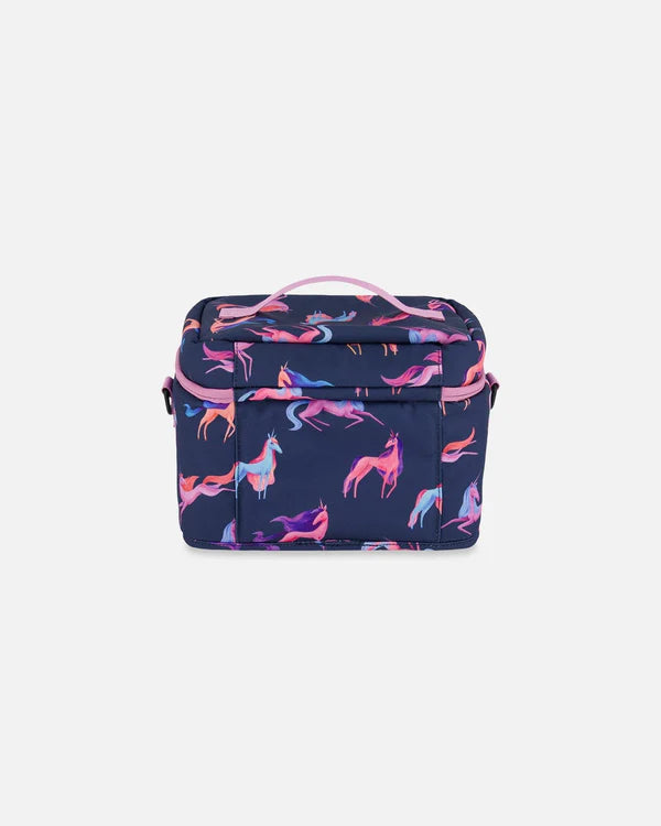 Deux Par Deux - Lunch Box Navy Printed Unicorn/Boîte à lunch bleu marine imprimé licornes