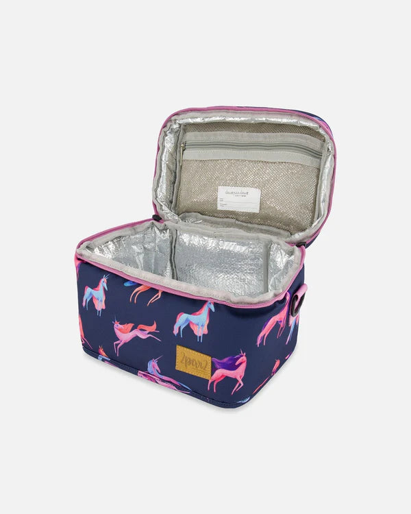 Deux Par Deux - Lunch Box Navy Printed Unicorn/Boîte à lunch bleu marine imprimé licornes