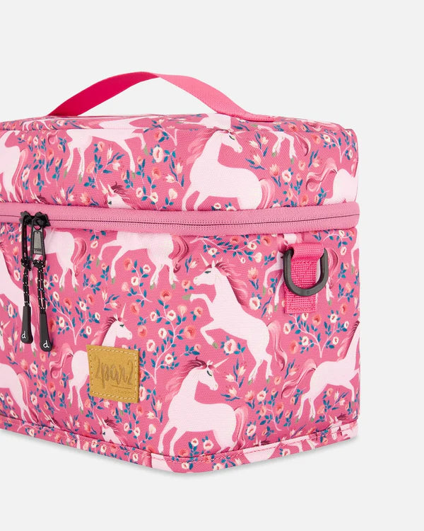 Deux Par Deux - Lunch Box Pink Printed Unicorn/Boîte à lunch rose imprimé licornes