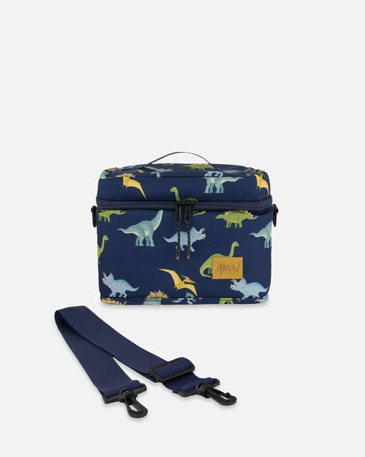 Deux Par Deux - Lunch Box Navy Blue Printed Dinosaurs/Boîte à lunch bleu marine imprimé dinosaures