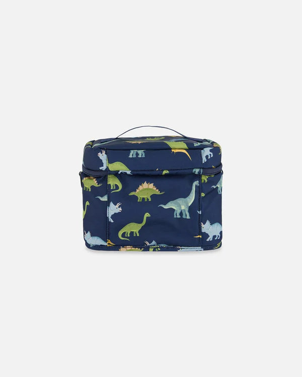 Deux Par Deux - Lunch Box Navy Blue Printed Dinosaurs/Boîte à lunch bleu marine imprimé dinosaures