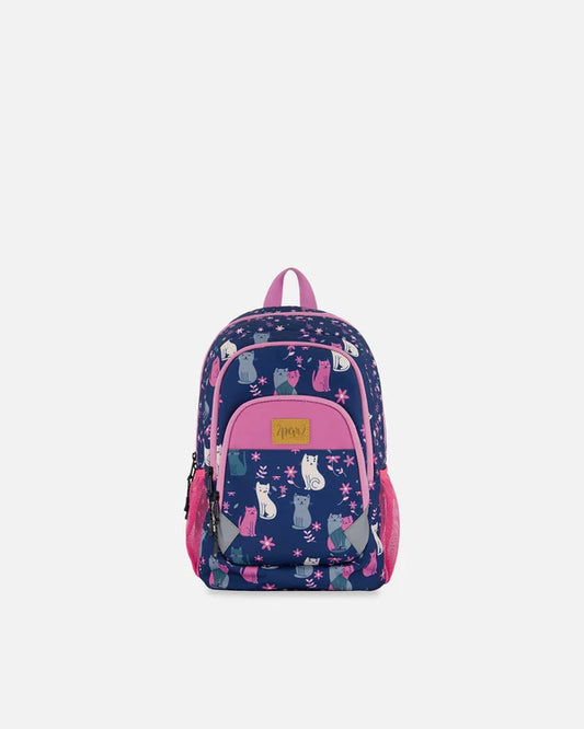 Deux Par Deux - Toddler Backpack Navy Blue Printed Kitten/Sac à dos pour tout-petit imprimé bleu marine avec chatons