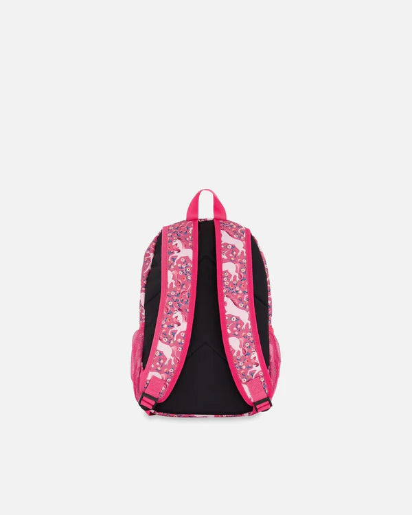 Deux Par Deux - Toddler Backpack Pink Printed Unicorn/Sac à dos pour tout-petit imprimé roses avec licornes