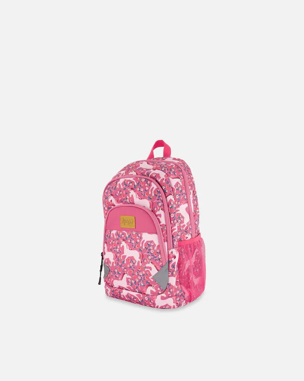 Deux Par Deux - Toddler Backpack Pink Printed Unicorn/Sac à dos pour tout-petit imprimé roses avec licornes