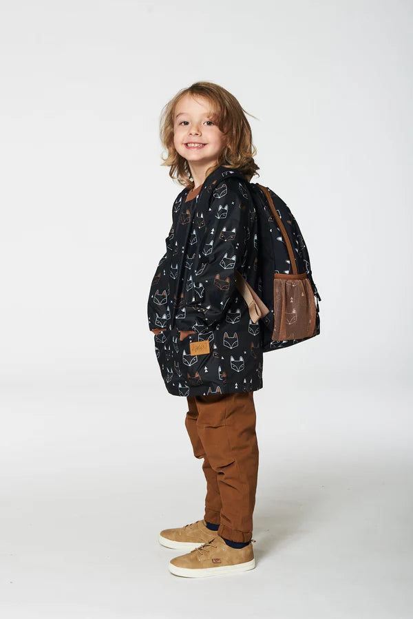 Deux Par Deux - Toddler Backpack Black Printed Fox/Sac à dos pour tout-petit imprimé noir avec renards