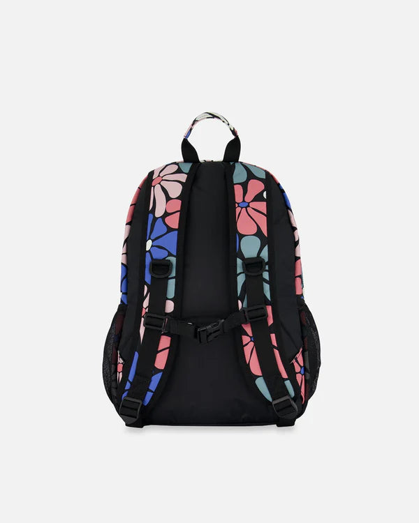 Deux Par Deux - Backpack Printed Retro Flowers/Sac à dos imprimé fleurs rétro