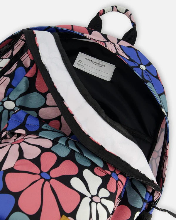 Deux Par Deux - Backpack Printed Retro Flowers/Sac à dos imprimé fleurs rétro