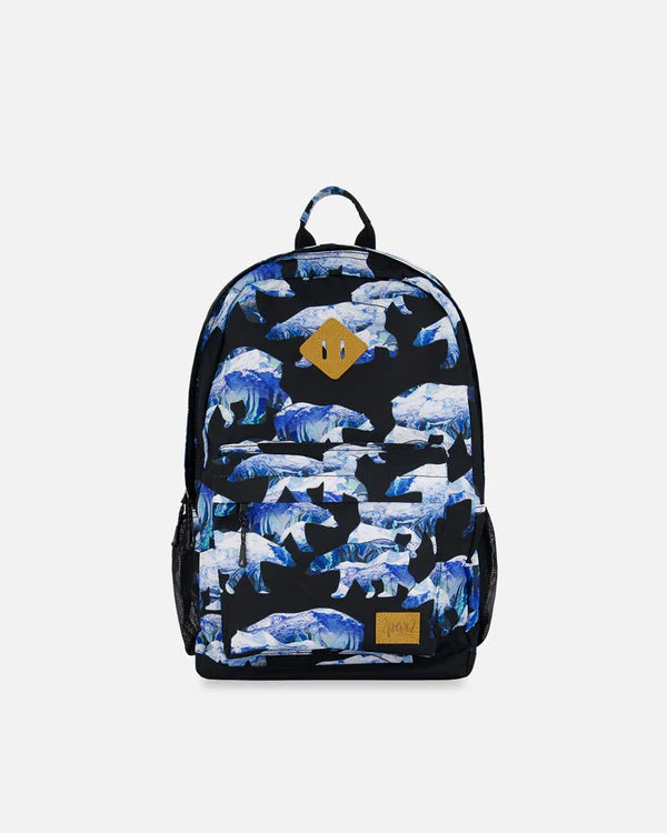 Deux Par Deux - Backpack Black Printed Polar Bears/Sac à dos noir imprimé ours polaires