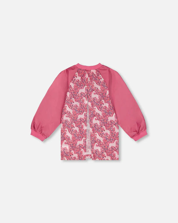 Deux par Deux - School Apron Pink Printed Unicorn/Tablier d'école imprimé rose avec licornes