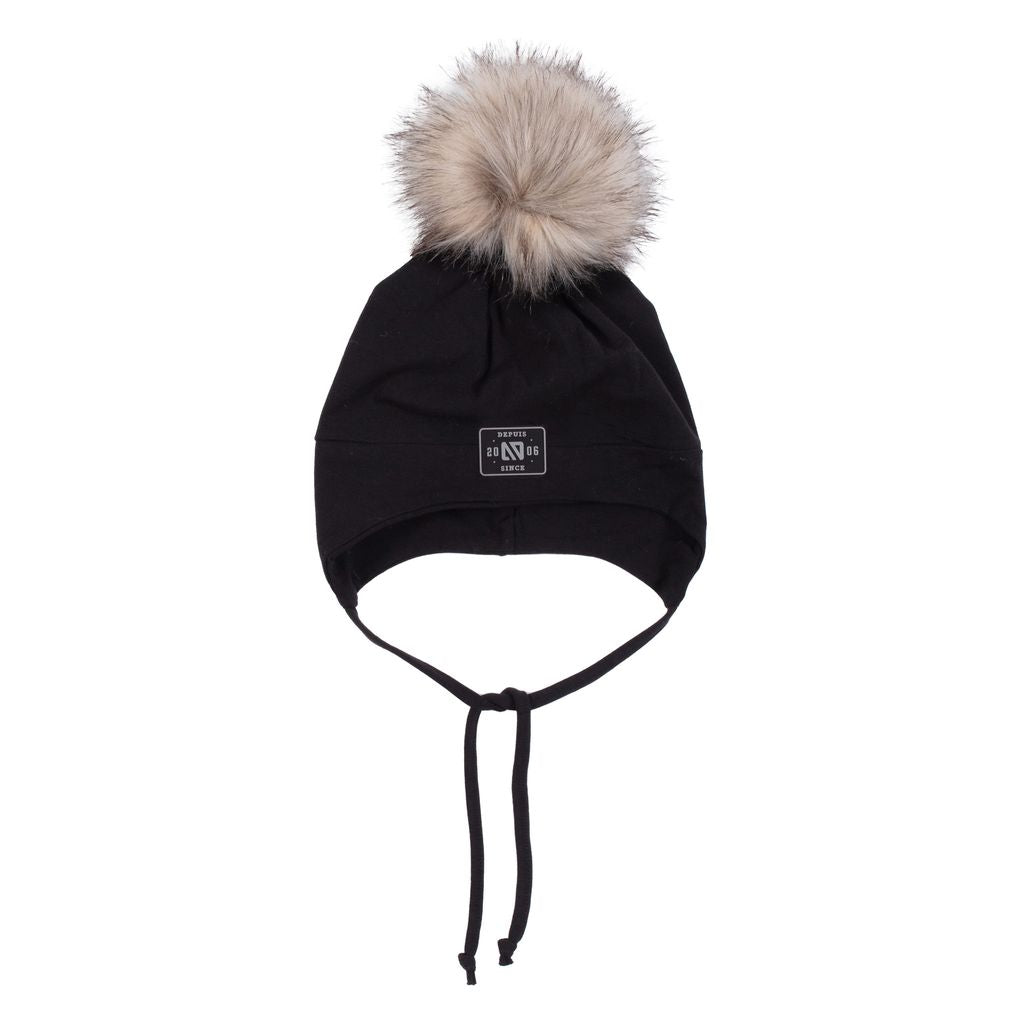 Nano -  Double Jersey Hat with Strings - Black