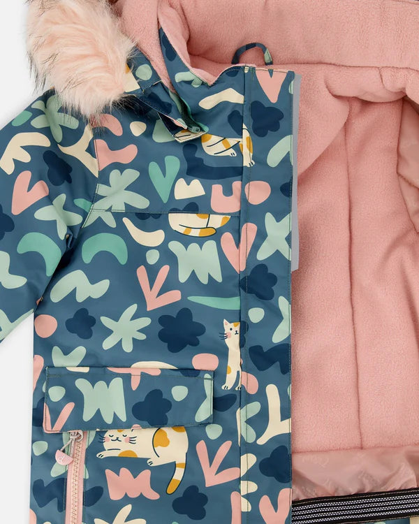 Deux Par Deux - Two Piece Snowsuit - Printed Dusty Pink