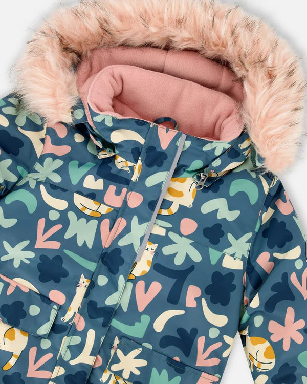 Deux Par Deux - Two Piece Snowsuit - Printed Dusty Pink