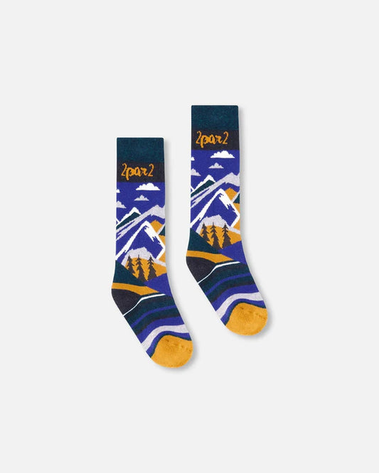 Deux Par Deux - Winter Ski Socks With Merino Wool - Deep Teal