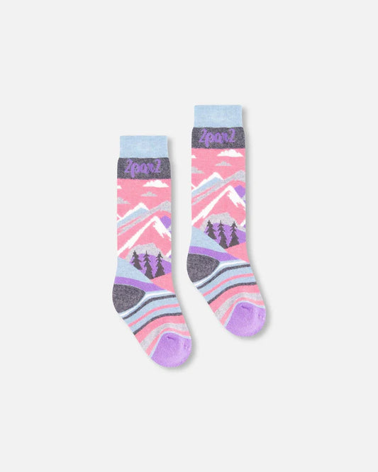 Deux Par Deux - Winter Ski Socks With Merino Wool - Begonia Pink