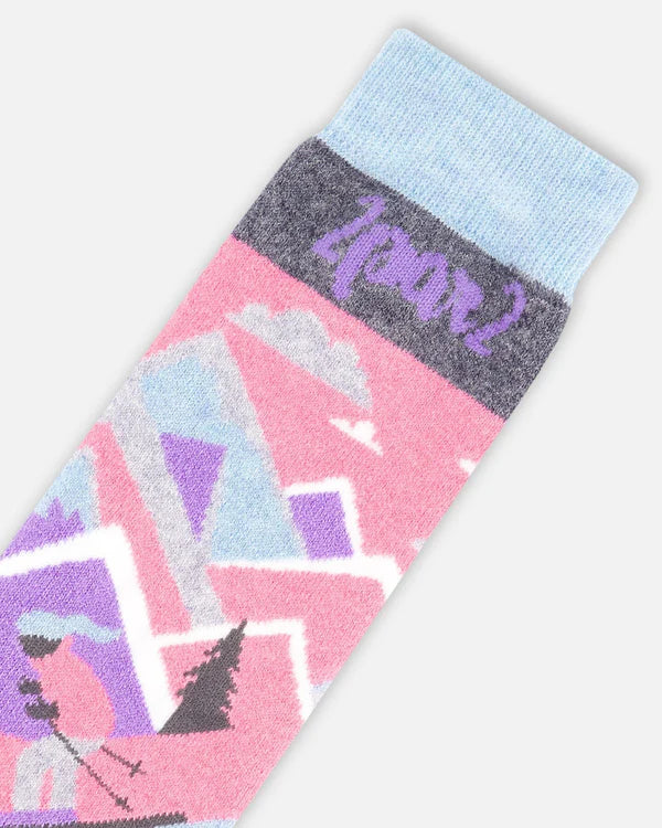 Deux Par Deux - Winter Ski Socks With Merino Wool - Begonia Pink