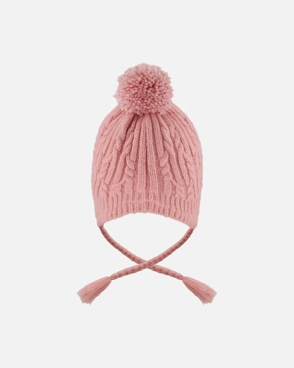 Deux Par Deux - Peruvian Knit Hat with Pompom - Dusty Pink