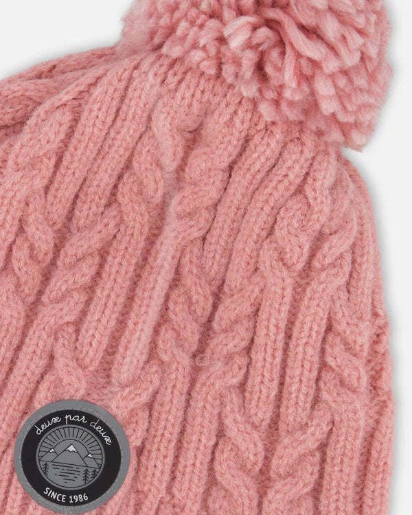 Deux Par Deux - Peruvian Knit Hat with Pompom - Dusty Pink