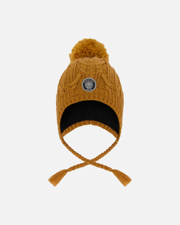 Deux Par Deux - Peruvian Knit Hat with Pompom - Brown Sugar