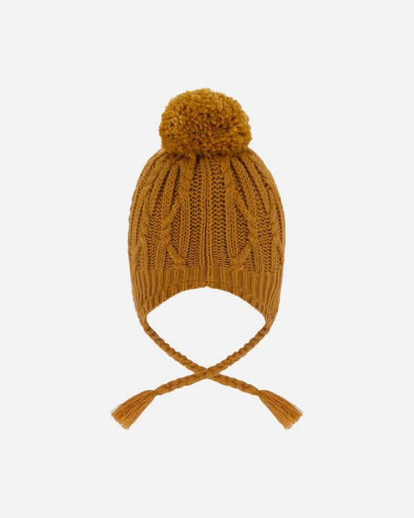 Deux Par Deux - Peruvian Knit Hat with Pompom - Brown Sugar