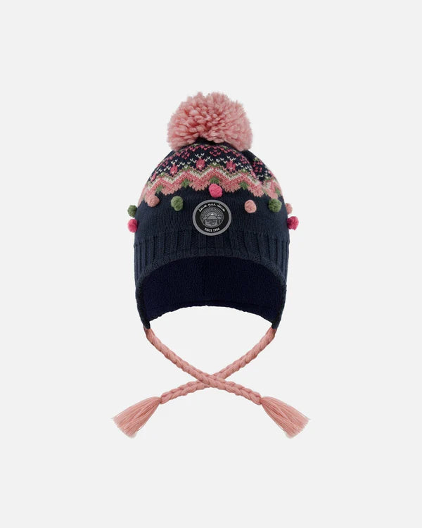 Deux Par Deux - Peruvian Knit Hat - Navy & Pink