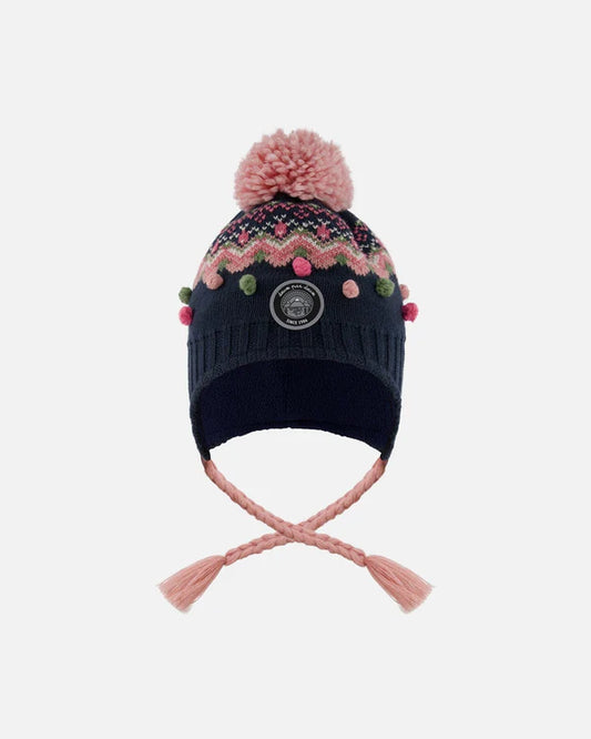 Deux Par Deux - Peruvian Knit Hat - Navy & Pink