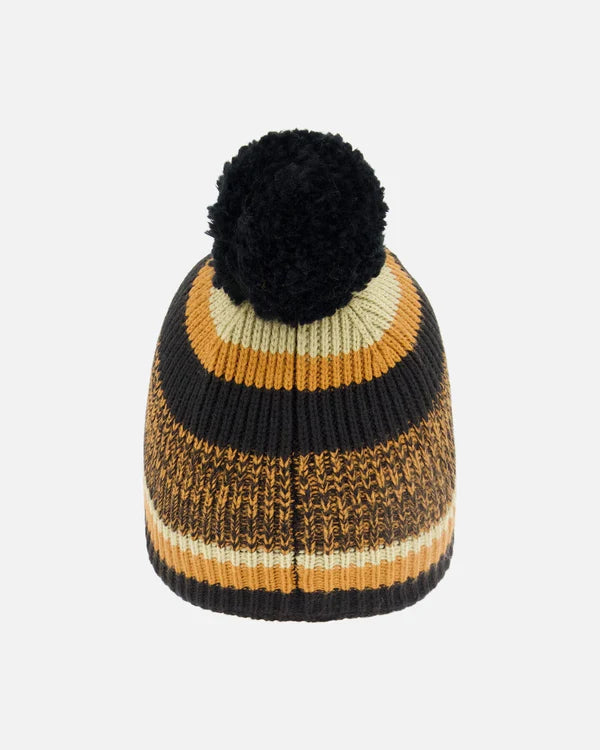 Deux Par Deux - Knit Hat with Pompom - Black & Brown
