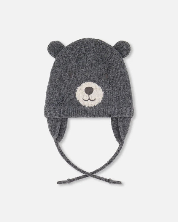 Deux Par Deux - Knit Hat with Ears - Grey