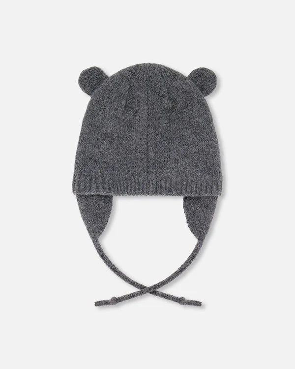 Deux Par Deux - Knit Hat with Ears - Grey