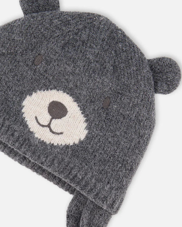 Deux Par Deux - Knit Hat with Ears - Grey
