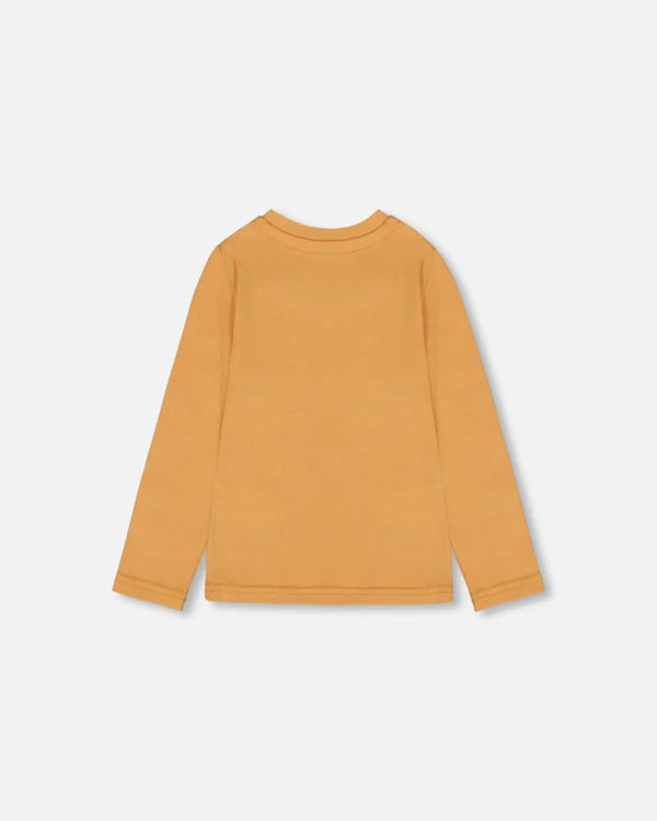 Deux Par Deux - Long Sleeve T-shirt - Golden Yellow with Cat