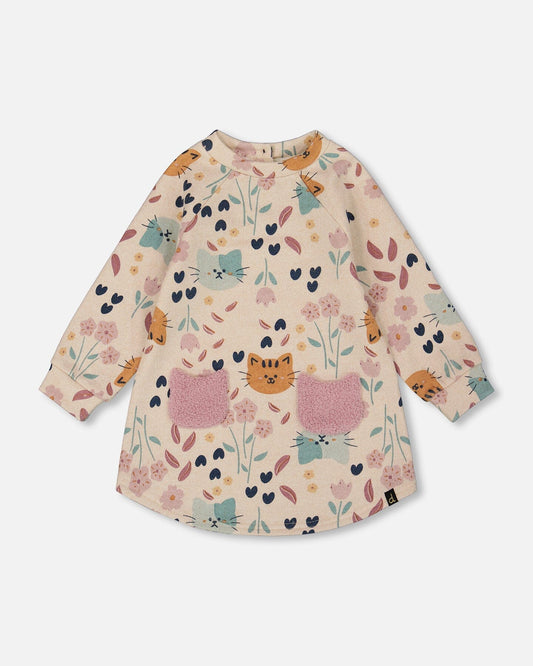 Deux Par Deux - Glittering French Terry Dress - Cats