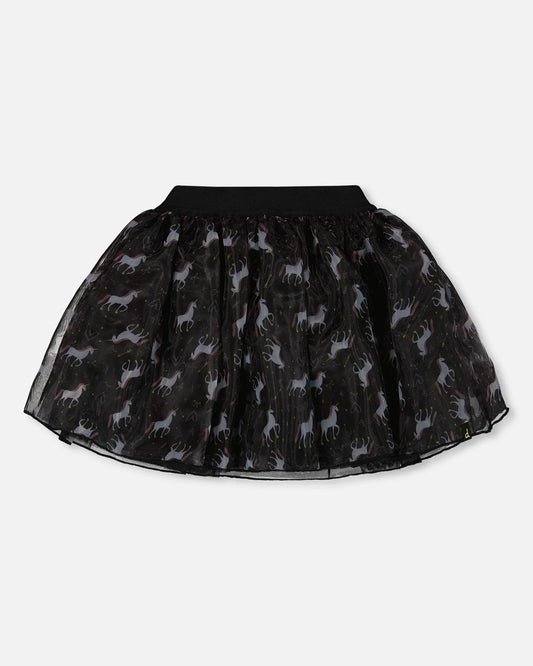 Deux Par Deux - Organza & Mesh Skirt - Black