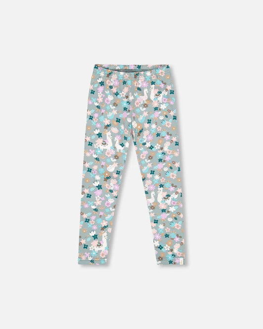 Deux par Deux - Leggings With Llama Print - Blue