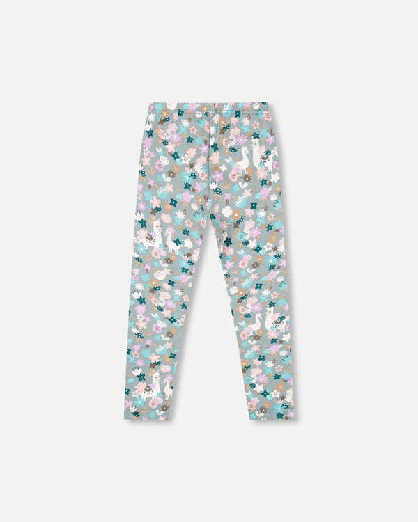 Deux par Deux - Leggings With Llama Print - Blue