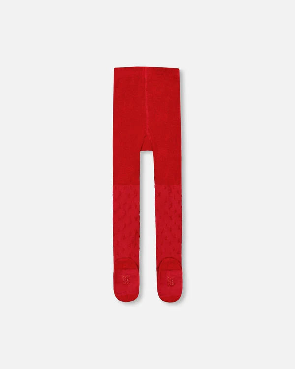 Deux Par Deux - Knit Tights with Stars - Jester Red