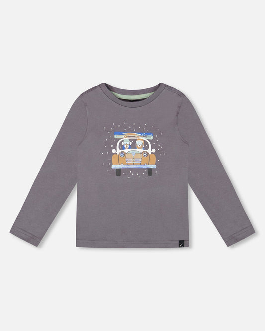 Deux Par Deux - Organic Cotton Long Sleeve Top - Dark Grey