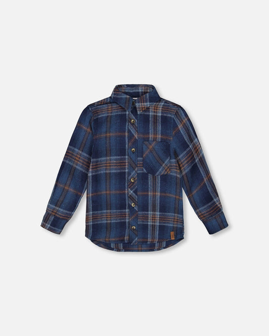 Deux Par Deux - Flannel Shirt - Blue & Brown Plaid