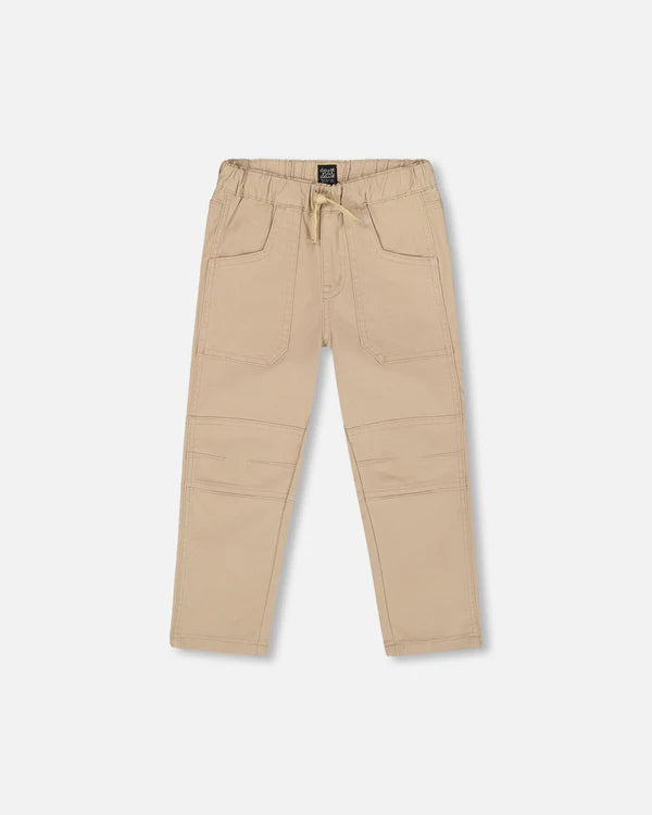Deux par Deux - Twill Jogger Pants With Patch Pockets - Beige