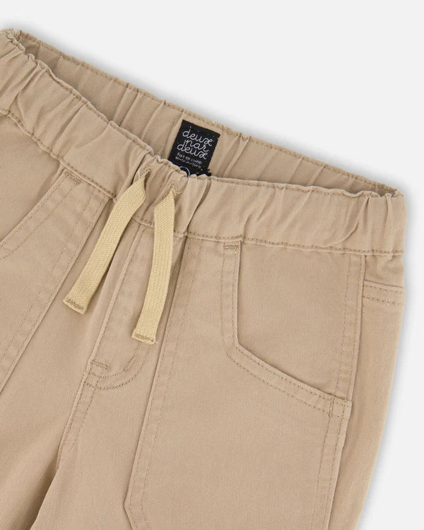 Deux par Deux - Twill Jogger Pants With Patch Pockets - Beige