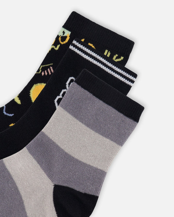 Deux Par Deux - 3 pck Knit Socks - Black