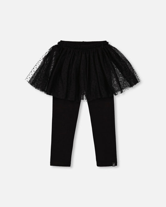 Deux Par Deux - Leggings with Tulle Skirt - Black