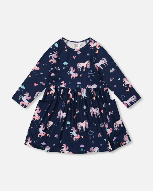 Deux Par Deux - Jersey Dress with Pockets - Navy