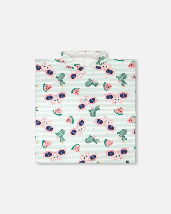 Deux par Deux - Hooded Beach Towel - Flamingo And Cactus Print