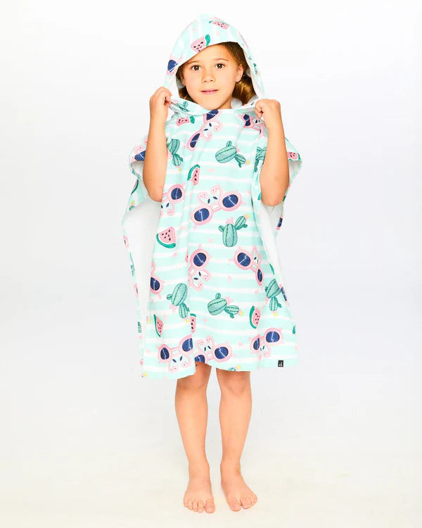 Deux par Deux - Hooded Beach Towel - Flamingo And Cactus Print