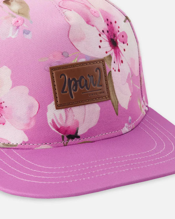 Deux par Deux - Cap - Purple Flower Print
