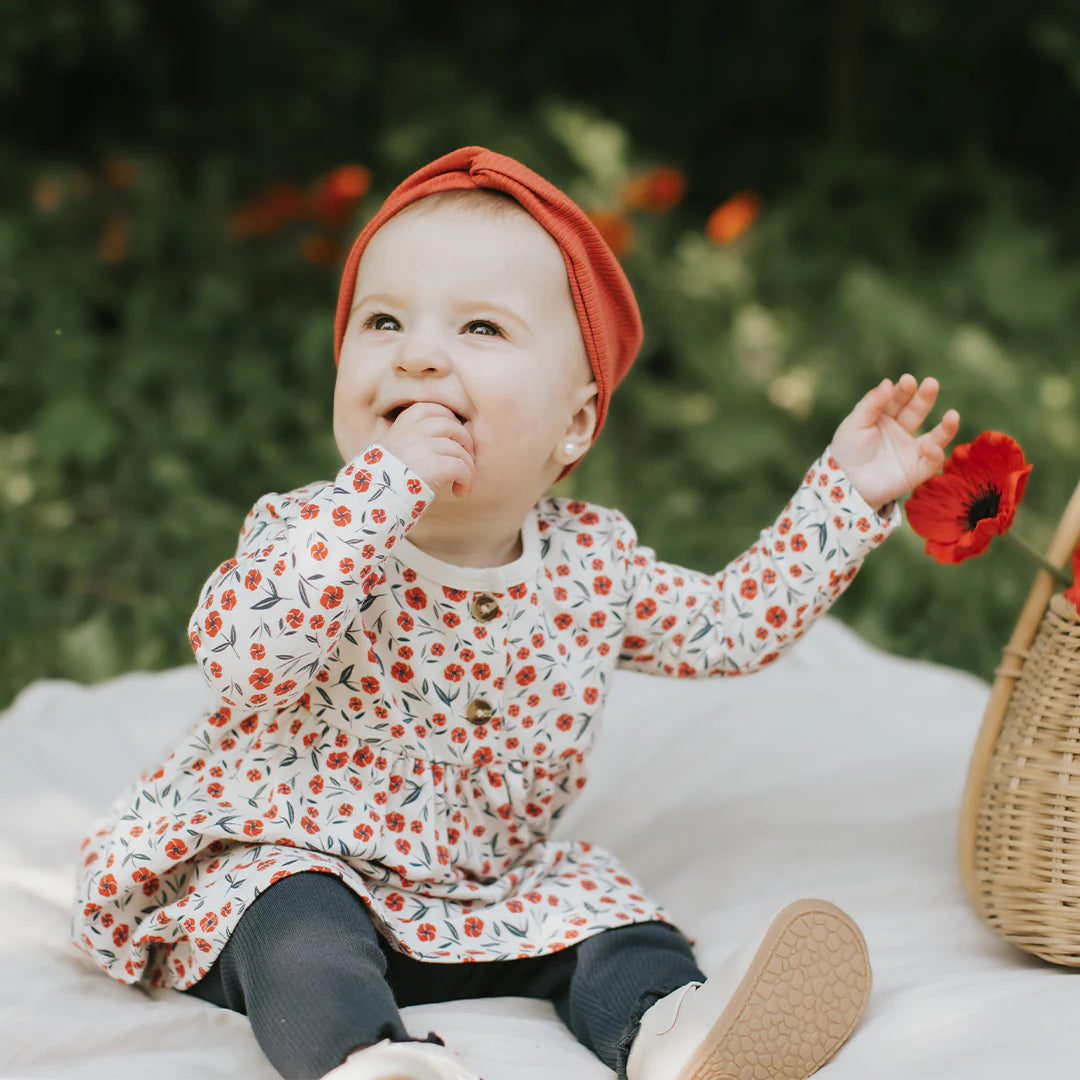 Petit lem - Floral Poppy Print Ribbed Dress Set